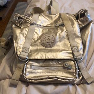 Kipling book bag gold metallic
